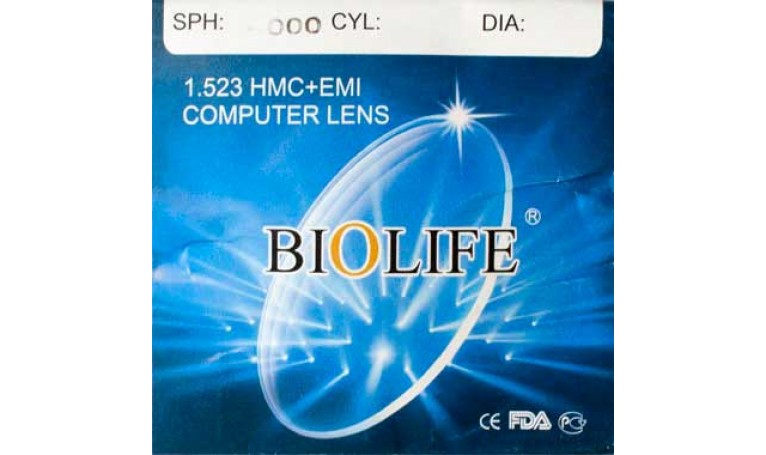 Мінеральна комп'ютерна лінза BIOLIFE із покриттям EMI Ind. 1,523 Ø65 (±0.0 / ±4.0)