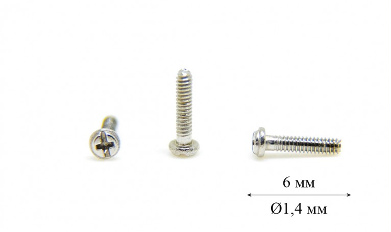 Винт для б/о оправы и с/з очков Ø1,4 мм длина 6,0 мм (+)
