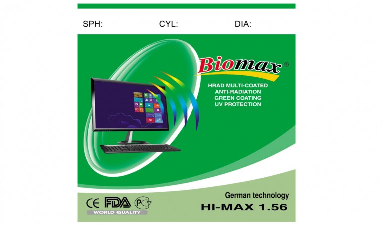 Полімерна комп'ютерна лінза BIOMAX HI-MAX (зелений відблиск) Ind. 1,56 Ø70 (+0,0 / +6,0)