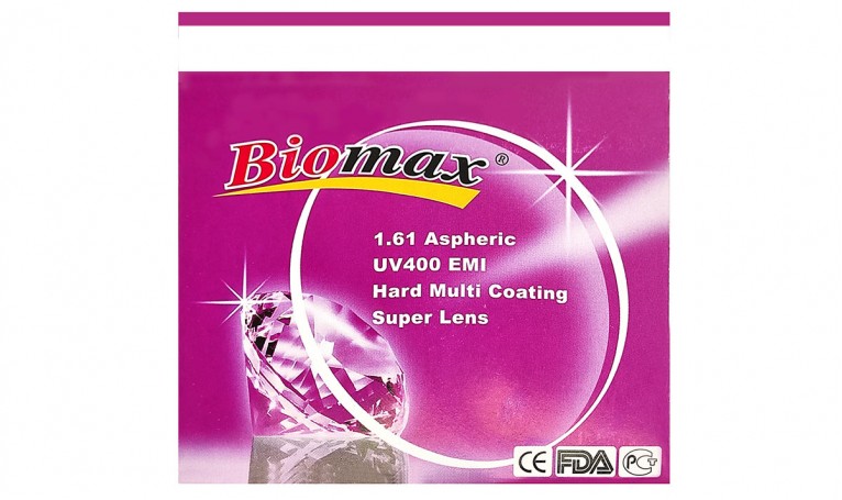 Полимерная асферическая линза Biomax UV400 EMI HMC Ind. 1,61 Ø75 (0,0/-6,0)