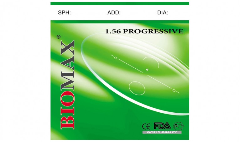 Полимерная прогрессивная линза BIOMAX HMC+EMI Ind. 1,56 Ø70/14мм (+0.0 +3.0 Add +0.0 +3.0)