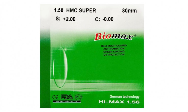 Полимерная линза BIOMAX  HI-MAX Super Ind. 1,56 Ø80 (+0,0 / +4,0)